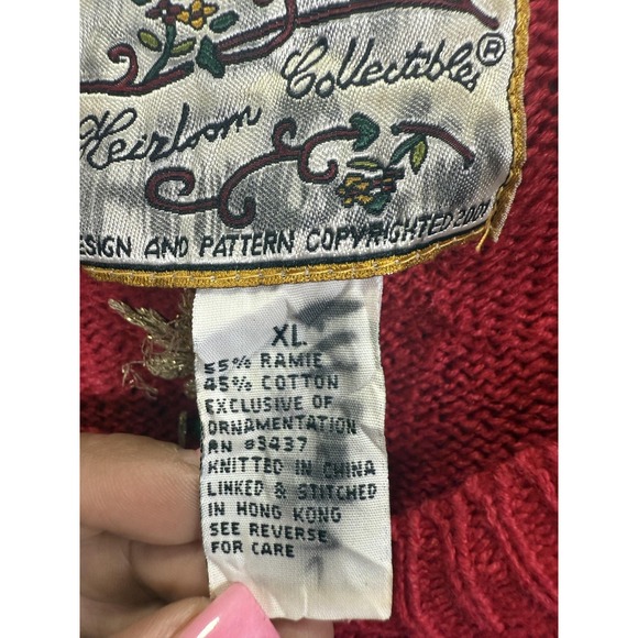 Vintage Heirloom Collectibles Cardigan Womens XL Christmas Penguin Applique 00s - Picture 3 of 8